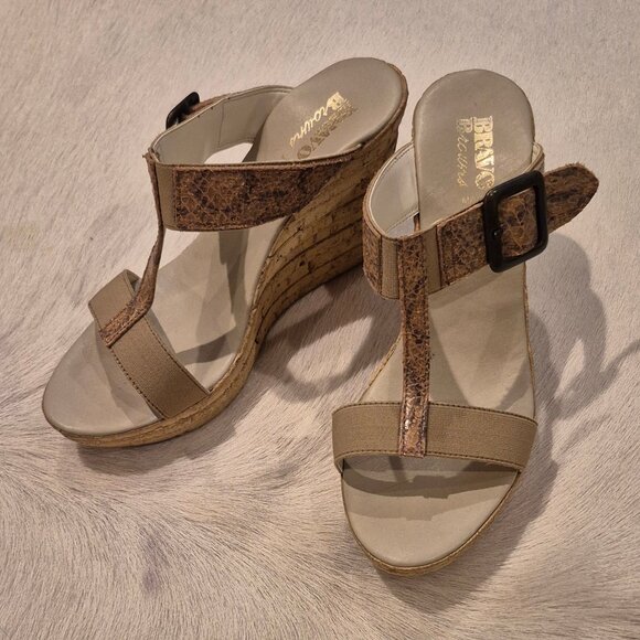 BRAVO Browns Heels Wedges Sandals for Women - Picture 1 of 6